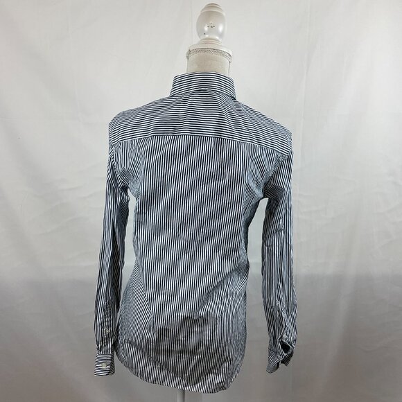 Club Monaco Slim Fit Men's Shirt XS Blue White Stripe Button Front Long Sleeve - Picture 7 of 11